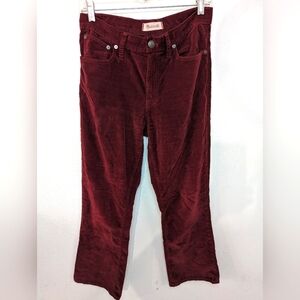 Madewell Cali Demi-Boot Velveteen Jeans size 27